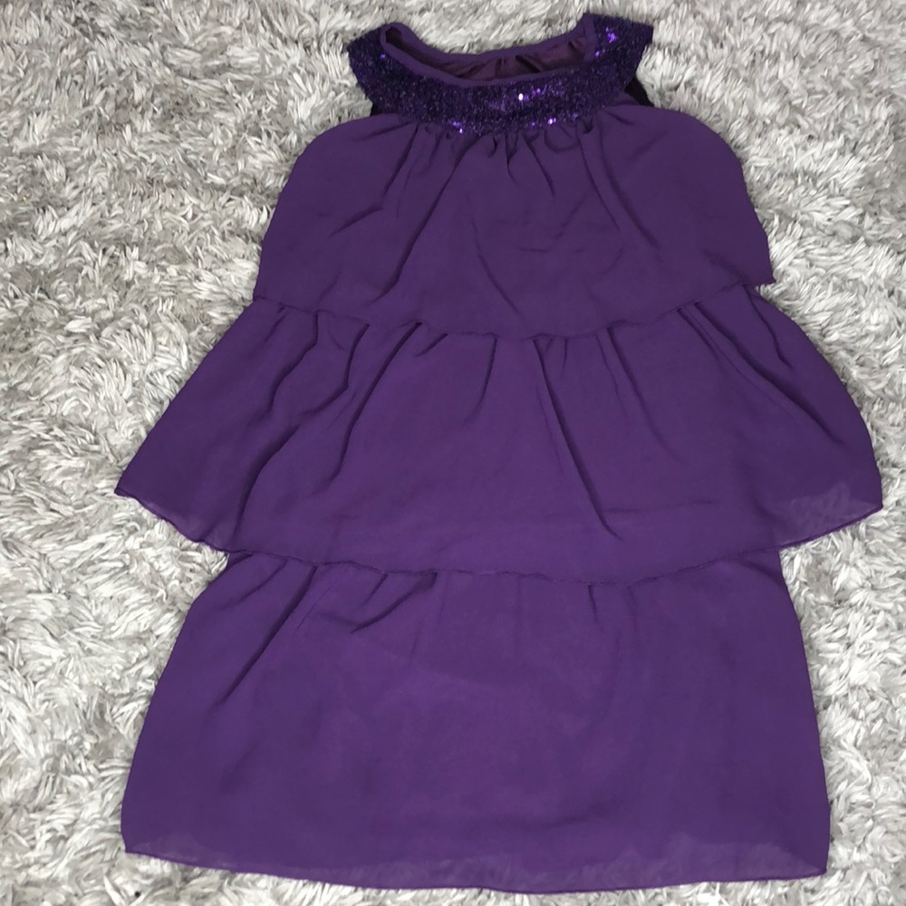 Arshiner purple dress with sequin neckline